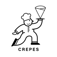 クレープ屋さんのロゴをイメージしたシェフのキャラクターが目を引くイラストレーションです。