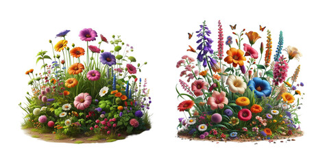 realistic photo Various flowers colorfull growing on the ground