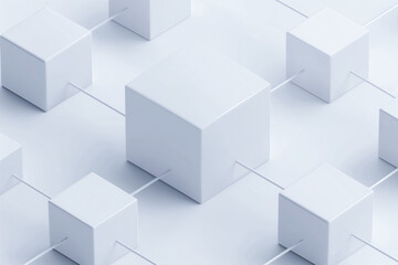 White 3D Cubes in Grid Pattern