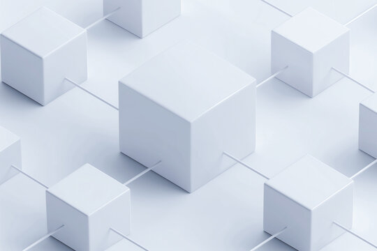 Fototapeta White 3D Cubes in Grid Pattern