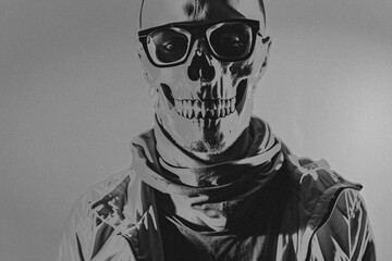 Skeletal X-ray Vision on Man Portrait