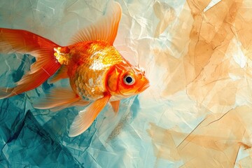 Intriguing Abstract goldfish orange creature. Aquatic bright golden decorative fish. Generate ai