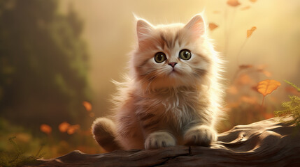 munchkin kitten sit on the wood