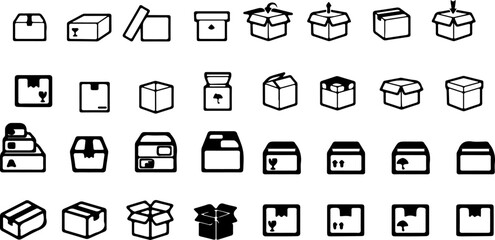cardboard icon set