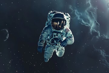 A astronaut floating in space