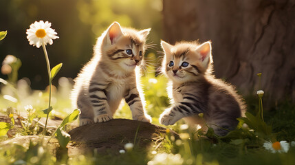 two puppy cats in the park