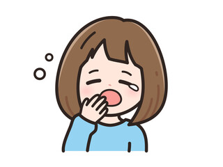 眠いの若い女性のイラスト