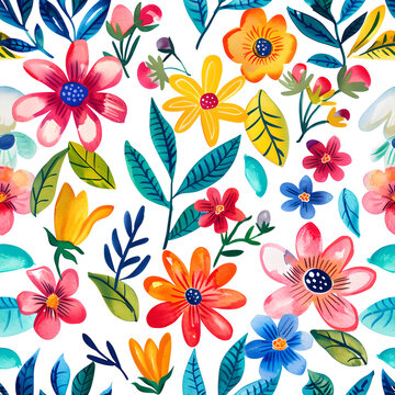 pattern watercolor  colorful flowers 