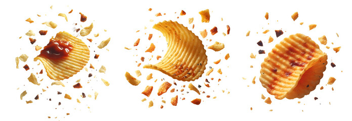 crispy potato chips isolated png - obrazy, fototapety, plakaty