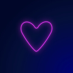 Neon sign. Pink heart. Stock vector illustration.