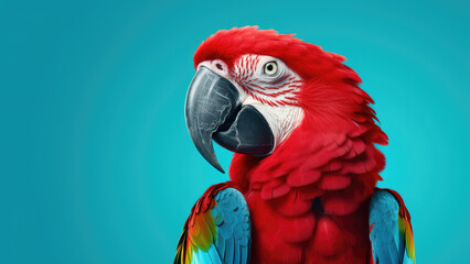 Purr-fect Love: parrot on Blue Background with Heart
