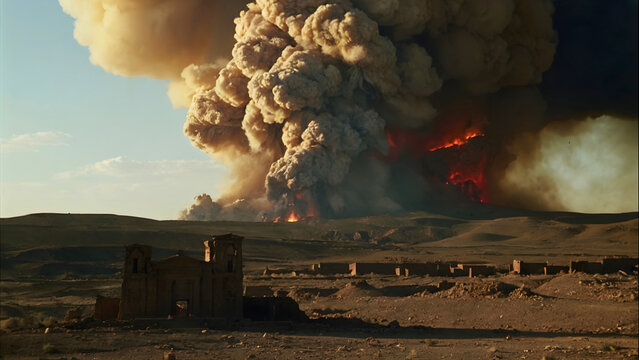 Sodom and Gomorrah burning, because God destroyed it from the heavens with flaming arrows.