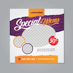 Restaurant food social media banner post design template	

