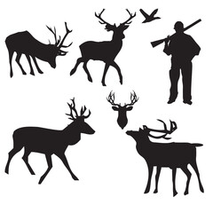 Hunting Vector Bundle,silhouette,Deer,Mountains, dog,tree,