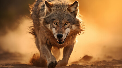 Wild Fury: Charging Wolf in Aggression