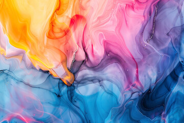 Abstract colourful marble background fluid art painting alcohol ink style with a mix of black.