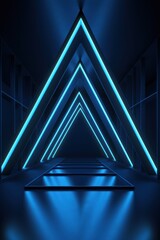Azure neon tunnel entrance path design seamless tunnel lighting neon linear strip backgrounds 