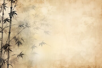 beige bamboo background with grungy text, in the style of contemporary frescoes - obrazy, fototapety, plakaty