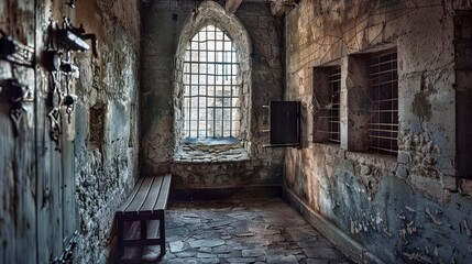 inside a medieval prison cell