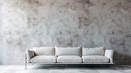white sofa in a room concrete wall  - obrazy, fototapety, plakaty