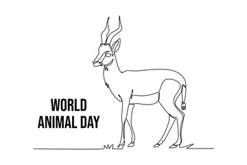 One continuous line drawing of funny cute Antelope. World Animals Day Icon. Trendy single line draw design vector graphic illustration