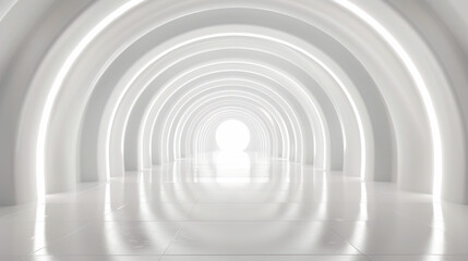 Naklejka premium Modern white background futuristic tunnel corridor