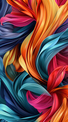 A vibrant abstract background with swirls, stripes and a wave pattern in shades of pink, red and blue