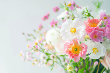Obraz premium Bouquet of beautiful flowers on white background.