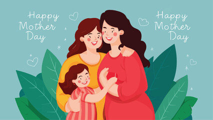 Charming Mother's Day Vector Art: Delightful Flat Design Illustration