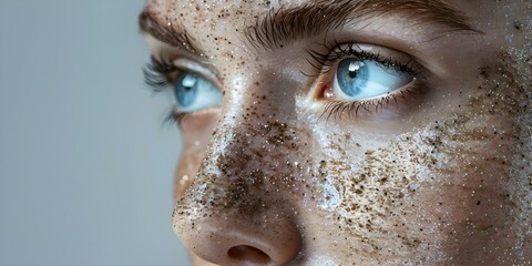 Revitalize skin with mechanical exfoliation to reveal a fresh complexion. Concept Skin Care, Exfoliation, Fresh Complexion, Mechanial Exfoliation, Skincare Routine - obrazy, fototapety, plakaty
