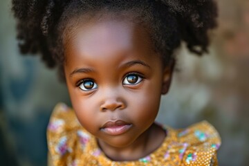 Cherubic Adorable African toddler girl. Happy and smiling baby with beautiful curls. Generate AI