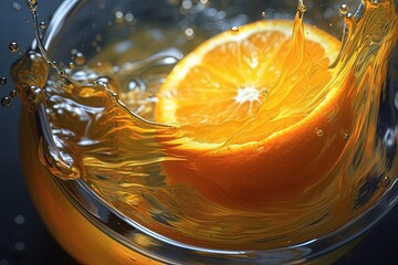 Orange Drop in Glass of Orange Juice Photo