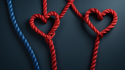 Rope hearts, rope art , background 