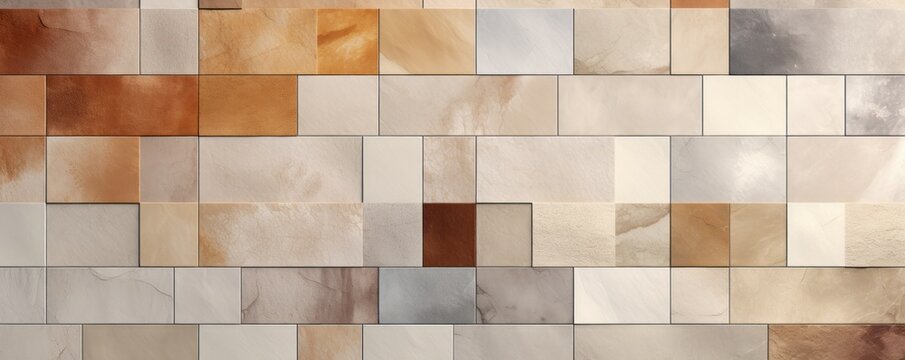 Beige marble tile tile colors stone look, in the style of mosaic pop art, minimalistic composition