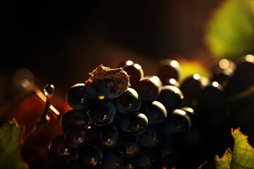 Close-Up Macro Photographs of Grapes in Soft Cellar Light
