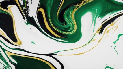 Beautiful White Golden Green and Black abstract background. Сolor mixed acrylic paints