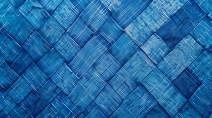 Blue Woven Bamboo: An Elegant Geometric Fabric Weave for Modern Design - obrazy, fototapety, plakaty