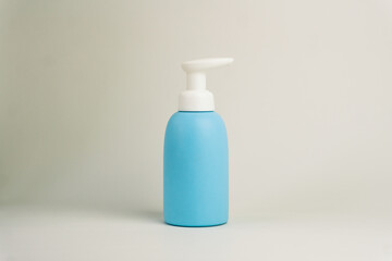 Soap or shampoo bottle on isolated white background. Design mockup blank label bottle packaging. Product mockup concept