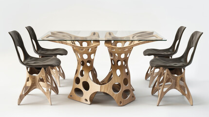 Cut-out designer table and chairs.