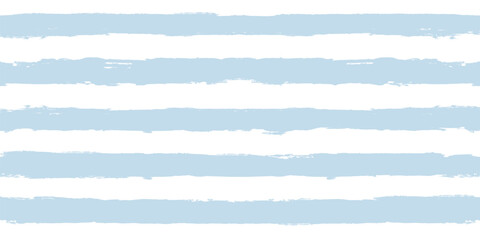 Watercolor stripes vector pattern, baby blue stripe seamless background. Sea grunge stripes, cute brush lines - obrazy, fototapety, plakaty