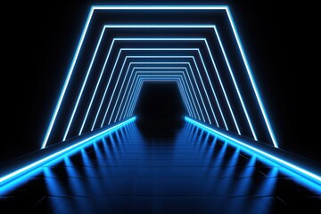 Black neon tunnel entrance path design seamless tunnel lighting neon linear strip background