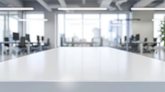 Empty office table with blur office on background