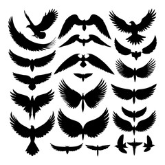 flat design wings silhouette collection