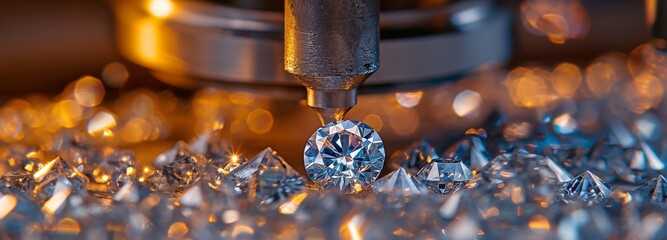 raw diamonds are processed in a diamond cutting and polishing factory.