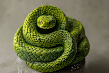 Fototapeta premium A symbolic representation of a green tree snake gracefully coiling around the numbers 