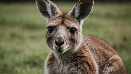 Naklejka na ściany i meble kangaroo face with nature background