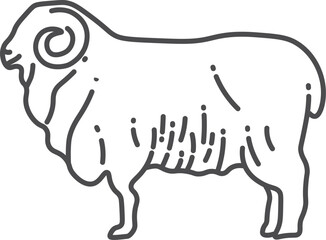 Sheep line icon. Ram symbol. Farm animal