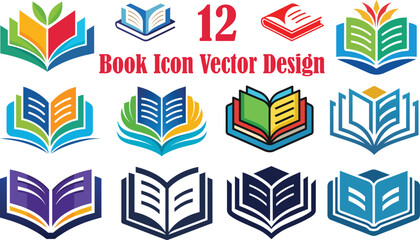 12 book icon vector design.