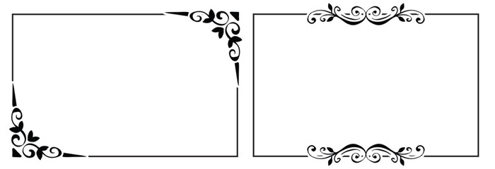 Decorative vector frames and borders. Set of vintage frames. Floral ornament. isolated on black background. Vector illustration. EPS 10 - obrazy, fototapety, plakaty