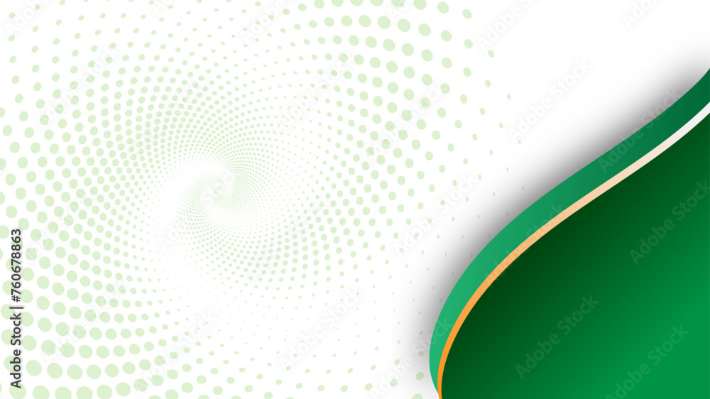 Poster green abstract background with halftone and shape